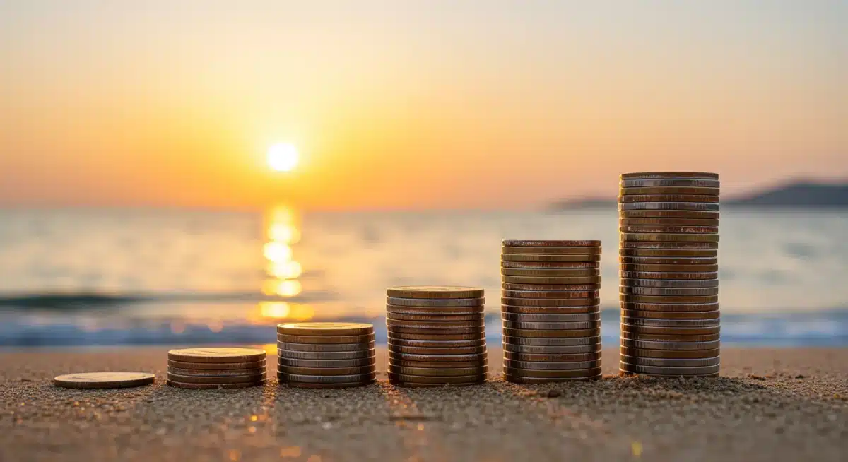 Compounding interest growth over time for retirement savings