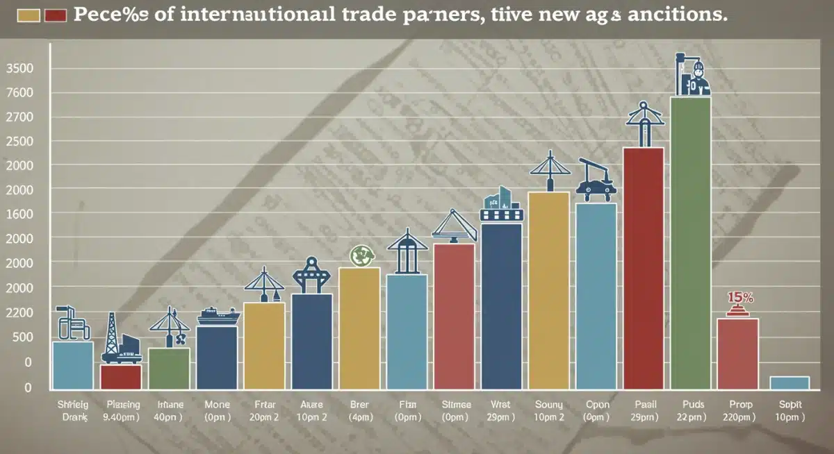Bar chart illustrating 15% of international trade partners impacted by new US Treasury sanctions.