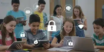 US students learning digital citizenship skills on various devices