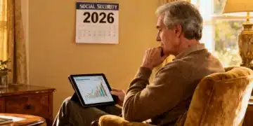 Thoughtful person estimating 2026 Social Security retirement benefits on a tablet.