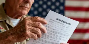 Veteran reviewing VA disability benefits document