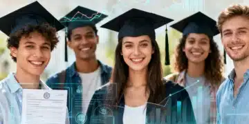 Graduates celebrating student loan forgiveness in 2026 with financial charts