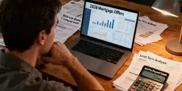 Person comparing mortgage offers on a laptop, highlighting careful financial decision-making.