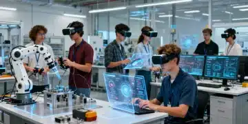 Students learning high-tech skills in a modern vocational training center for 2026 careers.