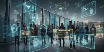 Illustration of diverse individuals, border security technology, and visa documents representing Immigration Reform 2026.