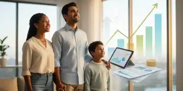 Smiling family looking towards a positive financial future with Child Tax Credit