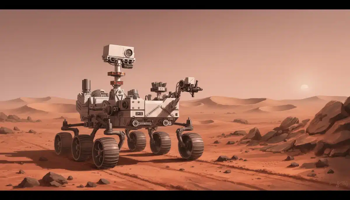 Advanced robotic rover exploring the Martian surface