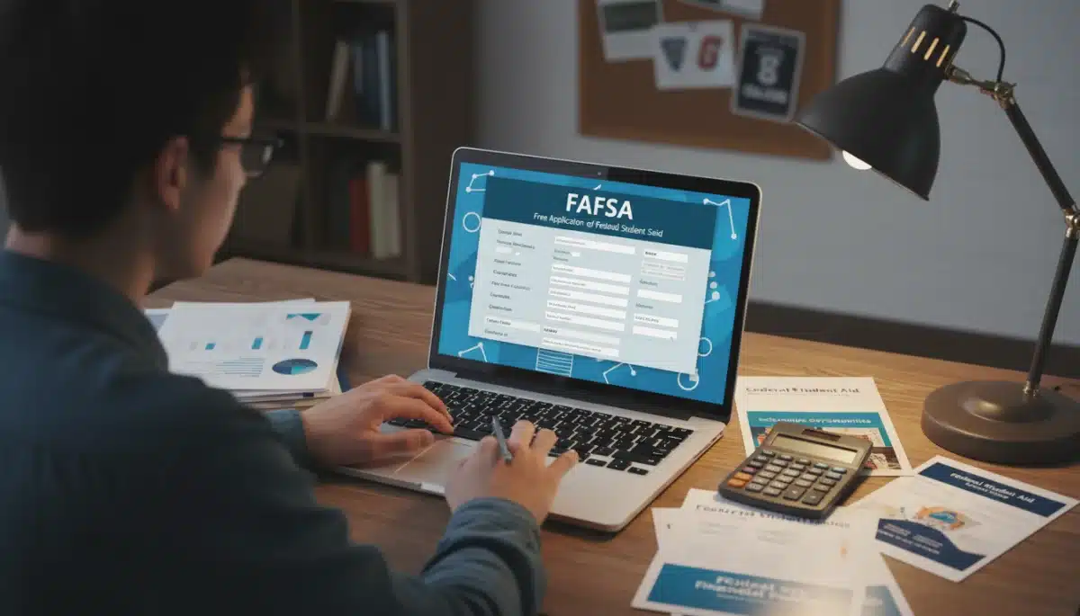 Student completing FAFSA form for federal financial aid application