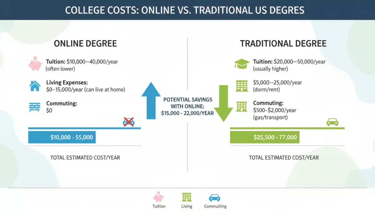 Financial comparison of online versus traditional degree costs