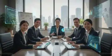 Diverse federal employees discussing 2026 benefits in a modern office